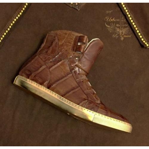 Mauri Cognac Genuine Crocodile Leather Ankle Boots.