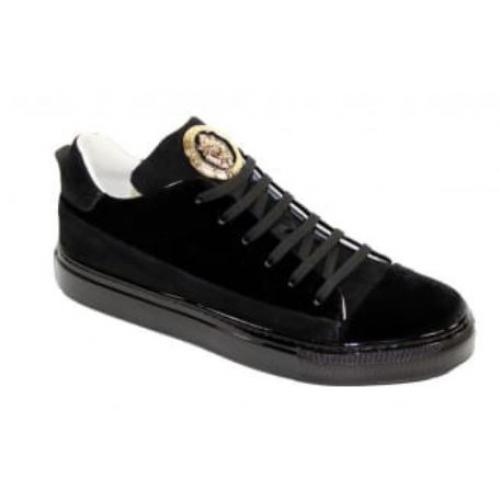 Emilio Franco "EF99 " Black Genuine Velvet / Suede Sneakers Shoes.