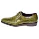 Mezlan "Dallas" Olive All-Over Genuine Crocodile Monk Strap Shoes 14436-F