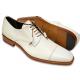 Mezlan "Soka" White Genuine Deerskin / Polished Calfskin Leather Cap Toe Shoes 15089