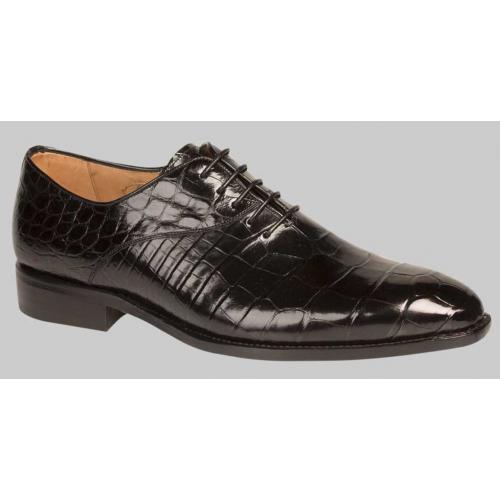 Mezlan "G502-J" Black Genuine Alligator Oxford Shoes .