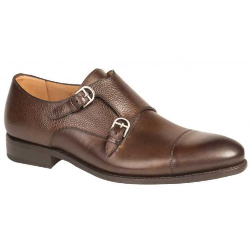 Mezlan "G109" Dark Brown Genuine Calfskin Double Monk Strap Shoes.