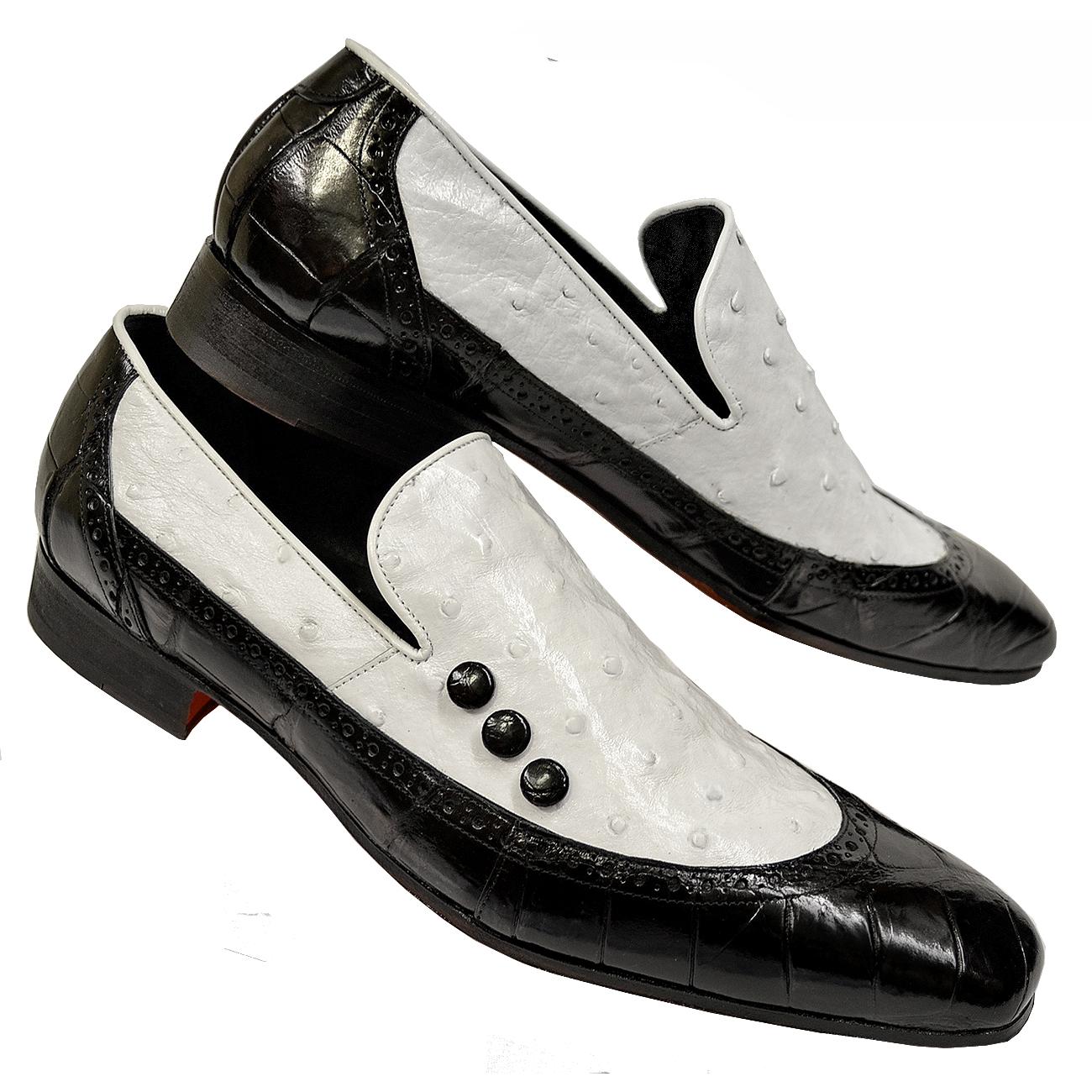 Ostrich Spat-Style Loafer Shoes 