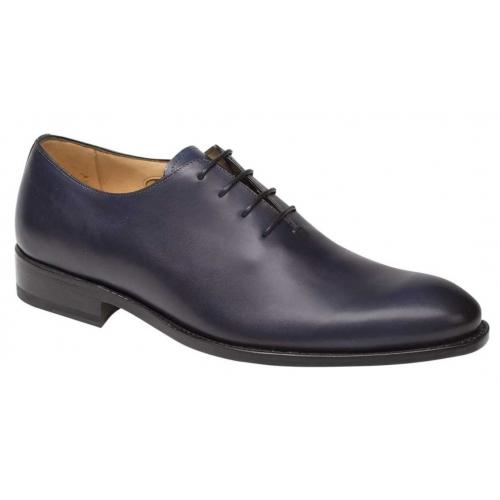 Mezlan "G107" Blue Genuine Calfskin Plain Toe Oxford Shoes.