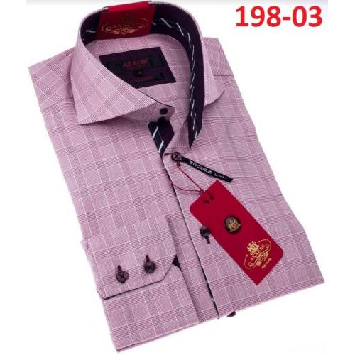 Axxess Lilac Cotton Self Two Tone Check Modern Fit Dress Shirt With Button Cuff 198-03.