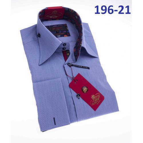 Axxess Indigo Cotton Modern Fit Dress Shirt With French Cuff 196-21.