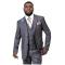 E. J. Samuel Charcoal Plaid Classic Fit Vested Suit M2737.
