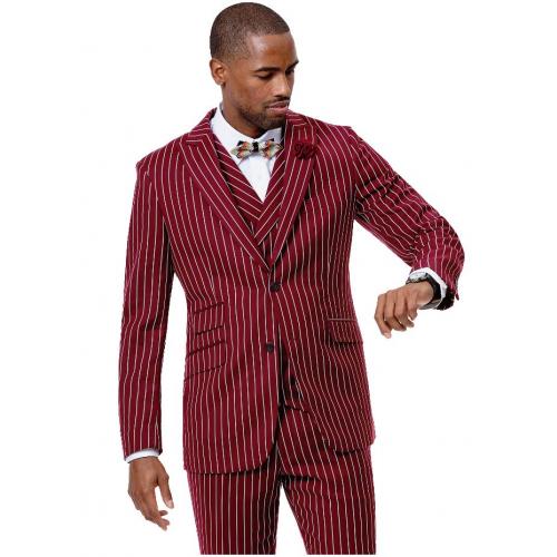E. J. Samuel Red Classic Fit Vested Suit M2729.
