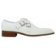 Carrucci White Genuine Calfskin Cross Strap Loafer Shoes KS503-60.