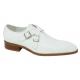 Carrucci White Genuine Calfskin Cross Strap Loafer Shoes KS503-60.