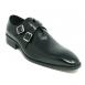 Carrucci Black Genuine Calfskin Cross Strap Loafer Shoes KS503-60.
