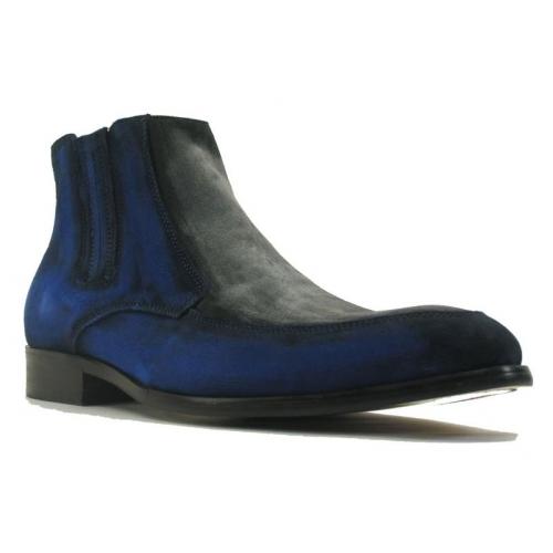 Carrucci Blue / Grey Genuine Suede Two Tone Chelsea Boots KB478-107ST.