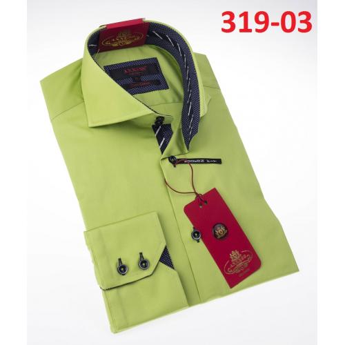 Axxess Lime Green Cotton Modern Fit Dress Shirt With Button Cuff 319-03.