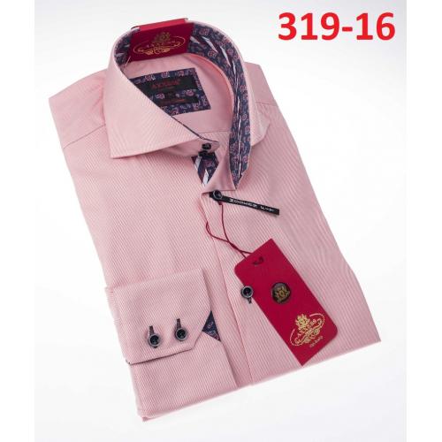 Axxess Pink Cotton Modern Fit Dress Shirt With Button Cuff 319-16.