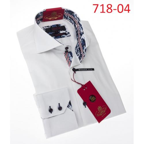 Axxess White Cotton Modern Fit Dress Shirt With Button Cuff 718-04.