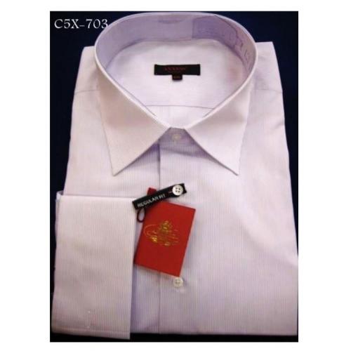 Axxess Light Pink Cotton Modern Fit Dress Shirt With French Cuff C5X-703.