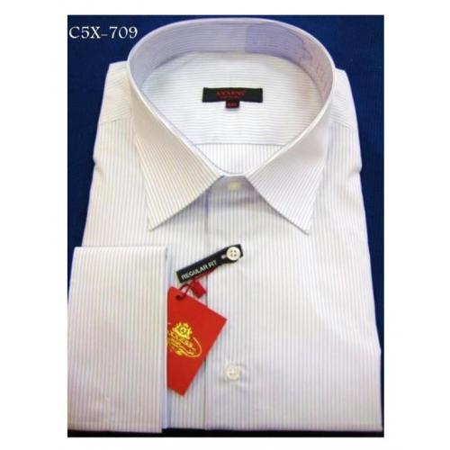 Axxess White / Grey Stripes Cotton Modern Fit Dress Shirt With French Cuff C5X-709.
