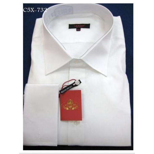 Axxess White Cotton Modern Fit Dress Shirt With French Cuff C5X-732.