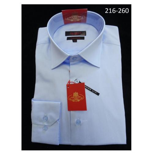 Axxess Sky Blue Cotton Modern Fit Dress Shirt With Button Cuff 216-260.