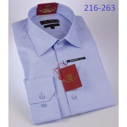 Axxess Classic Blue With Circular Design Modern Fit Cotton Dress Shirt 216-263.