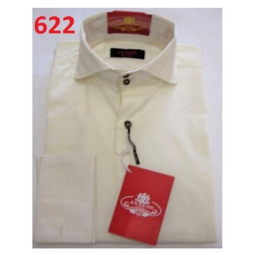 Axxess Classic Off White Modern Fit Cotton Dress Shirt With French Cuff 622.