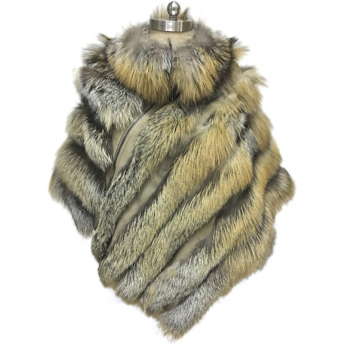 Winter Fur Ladies Natural Genuine Fox Poncho W53C03NA.