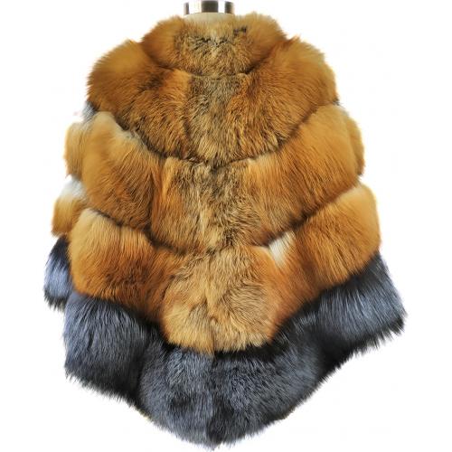Winter Fur Ladies Natural Red Genuine Fox Poncho W53C01RF.