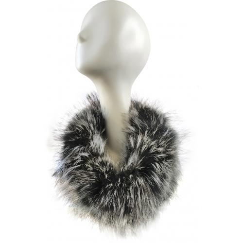 Winter Fur Ladies Natural Silver Genuine Fox Knitted Cowl Neck Scarf W23S01SF.