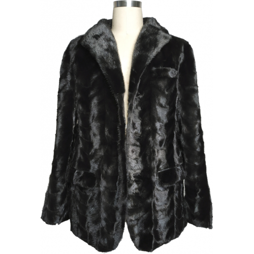 Winter Fur Black Genuine Genuine Full Skin Mink Section Blazer With Collar M69R06BK.