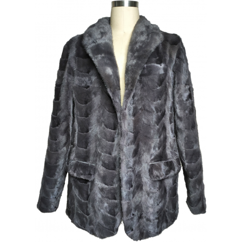 Winter Fur Blue Iris Genuine Genuine Full Skin Mink Section Blazer With Collar M69R06BI.