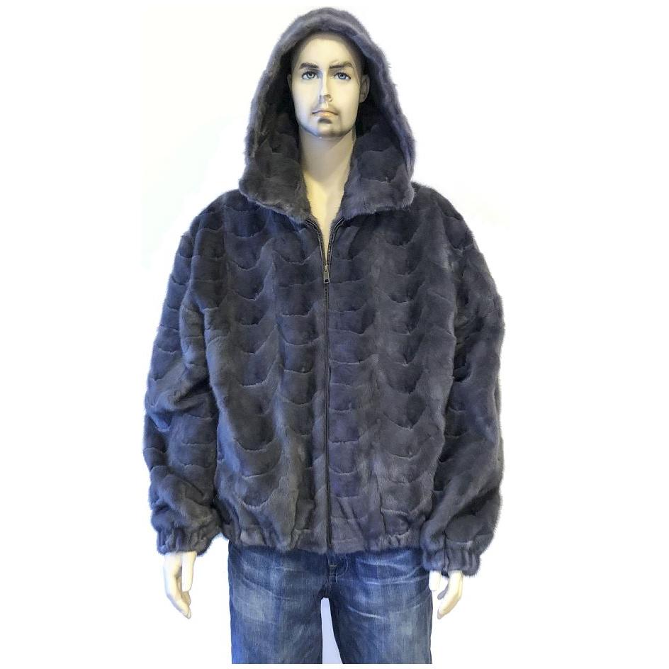 mink bomber with hood