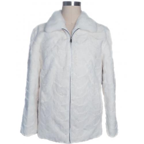 Winter Fur White Genuine Full Skin Section Mink Jacket With Collar M69R05WT.
