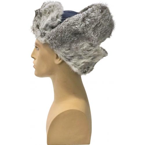 Winter Fur Natural / Navy Genuine Rabbit Fur Hat W05H01NV.