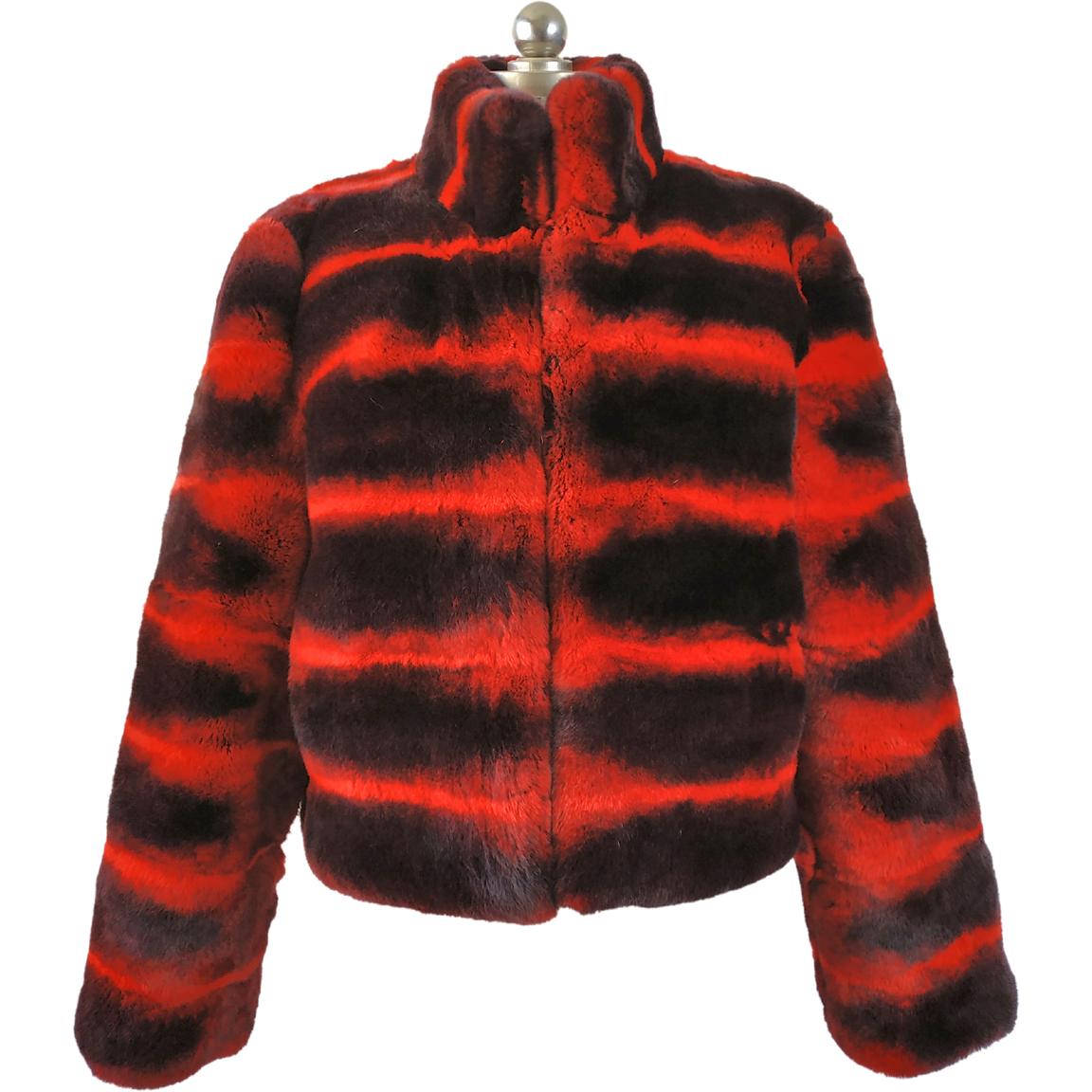 Winter Fur Ladies Red Genuine Full Skin Rabbit Bomber Jacket W18S03RD ...