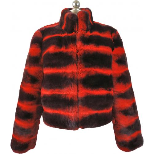 Winter Fur Ladies Red Genuine Full Skin Rabbit Bomber Jacket W18S03RD.