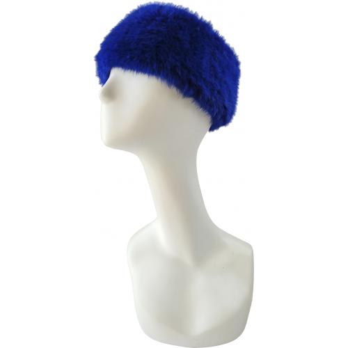 Winter Fur Ladies Royal Blue Genuine Mink Knitted Head Band HB0901RB.