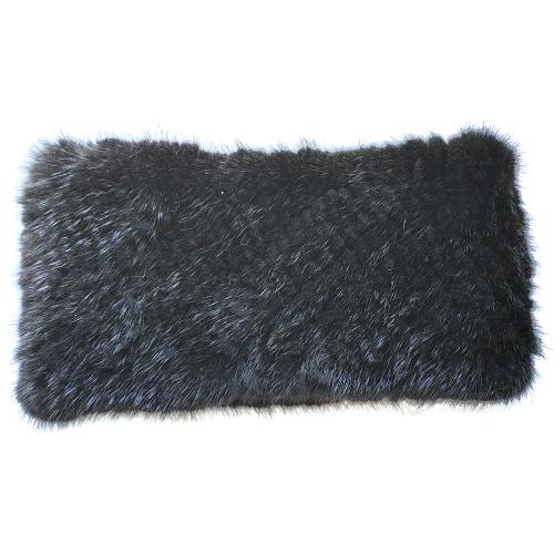 Winter Fur Ladies Black / White Genuine Mink Cowl Neck Scarf W09S01BKWT.