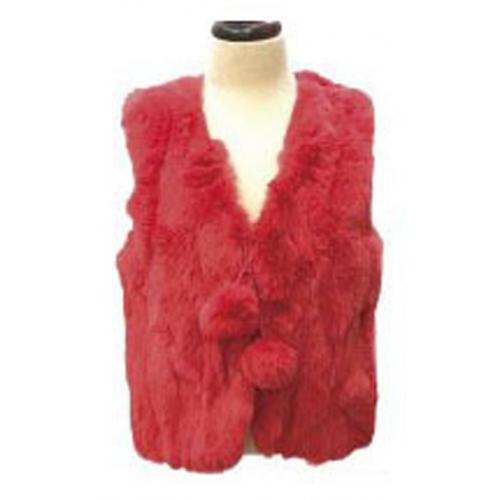 Winter Fur Kids' Melon Red Genuine Rex Rabbit Vest K08V01MR.