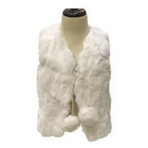 Winter Fur Kids' White Genuine Rex Rabbit Vest K08V01WT.