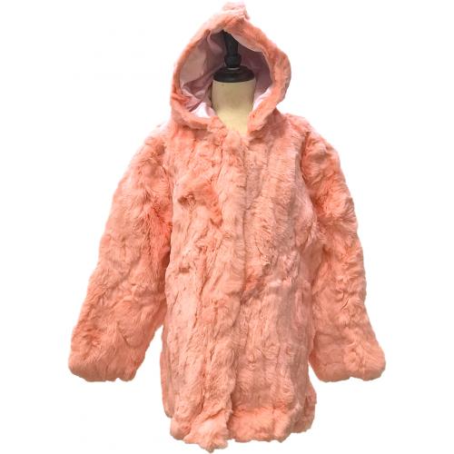 Winter Fur Kids' Pink Genuine Rex Rabbit Stroller With Hood K08Q02PK.