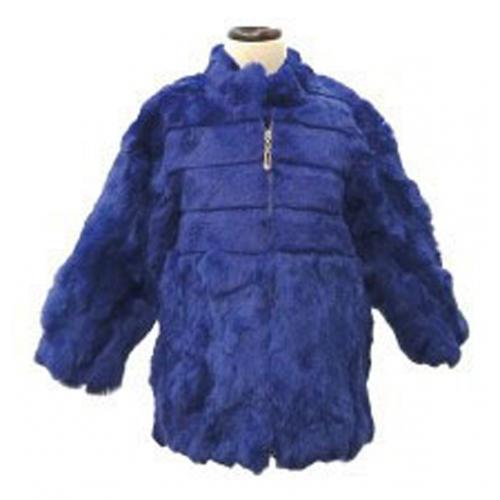 Winter Fur Kids' Royal Blue Genuine Rex Rabbit Stroller K08Q01RB.