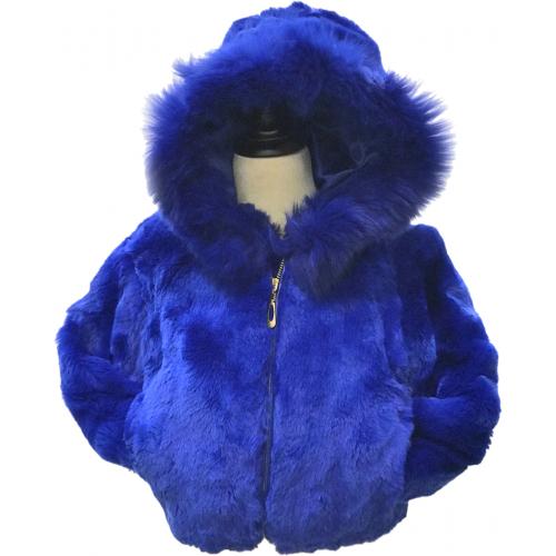 Winter Fur Kids' Royal Blue Genuine Rex Rabbit Jacket K18R02RB.