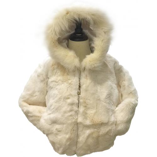 Winter Fur Kids' Ivory Genuine Rex Rabbit Jacket K18R02IV.