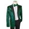 Cielo Emerald Green / Black Sequined Velvet / Satin Modern Fit Blazer B6362