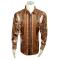 Prestige Brown / Gold / Ivory Satin Medusa / Greek Design Long Sleeve Shirt PR-304