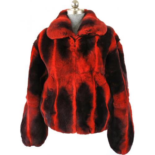 Winter Fur Ladies Red Genuine Full Skin Rex Rabbit Jacket W18S01RD.