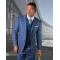 Statement "Rigato" Steel Blue / Bronze Windowpane Super 150's Wool Vested Modern Fit Suit
