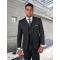 Statement "Angel-7" Charcoal Grey / Silver Windowpane Super 150's Wool Vested Modern Fit Suit