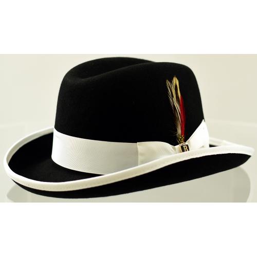 Bruno Capelo Black / White Australian Wool Godfather Dress Hat GF-111