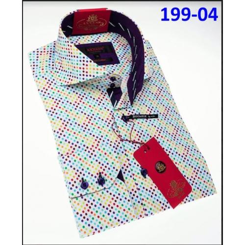 Axxess Classic Multicolor  Polka Dot Modern Fit Cotton Dress Shirt With Button Cuff 199-04.